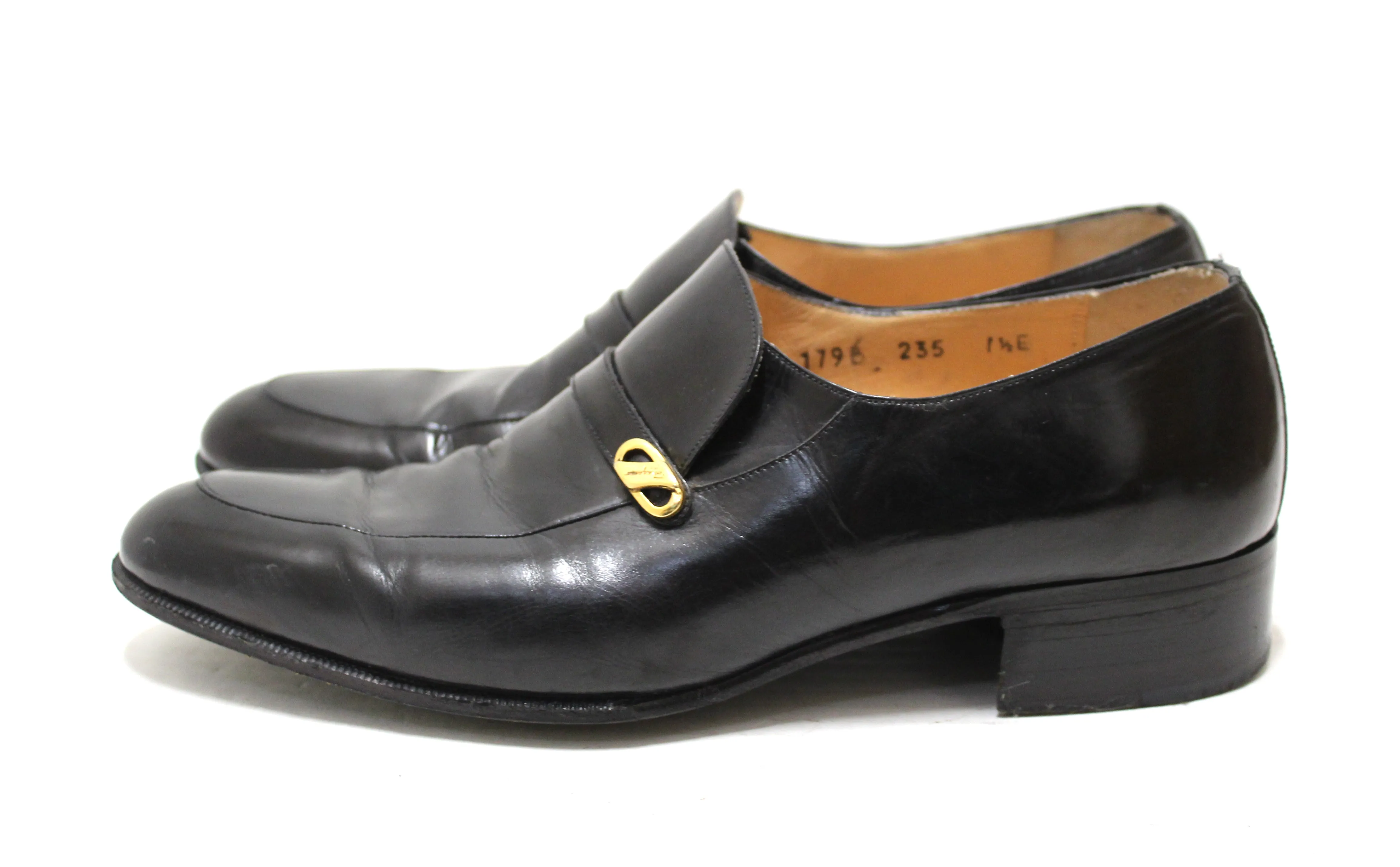 Salvatore Ferragamo Men's Black Calf Leather Loafer Dress Shoes size 7.5