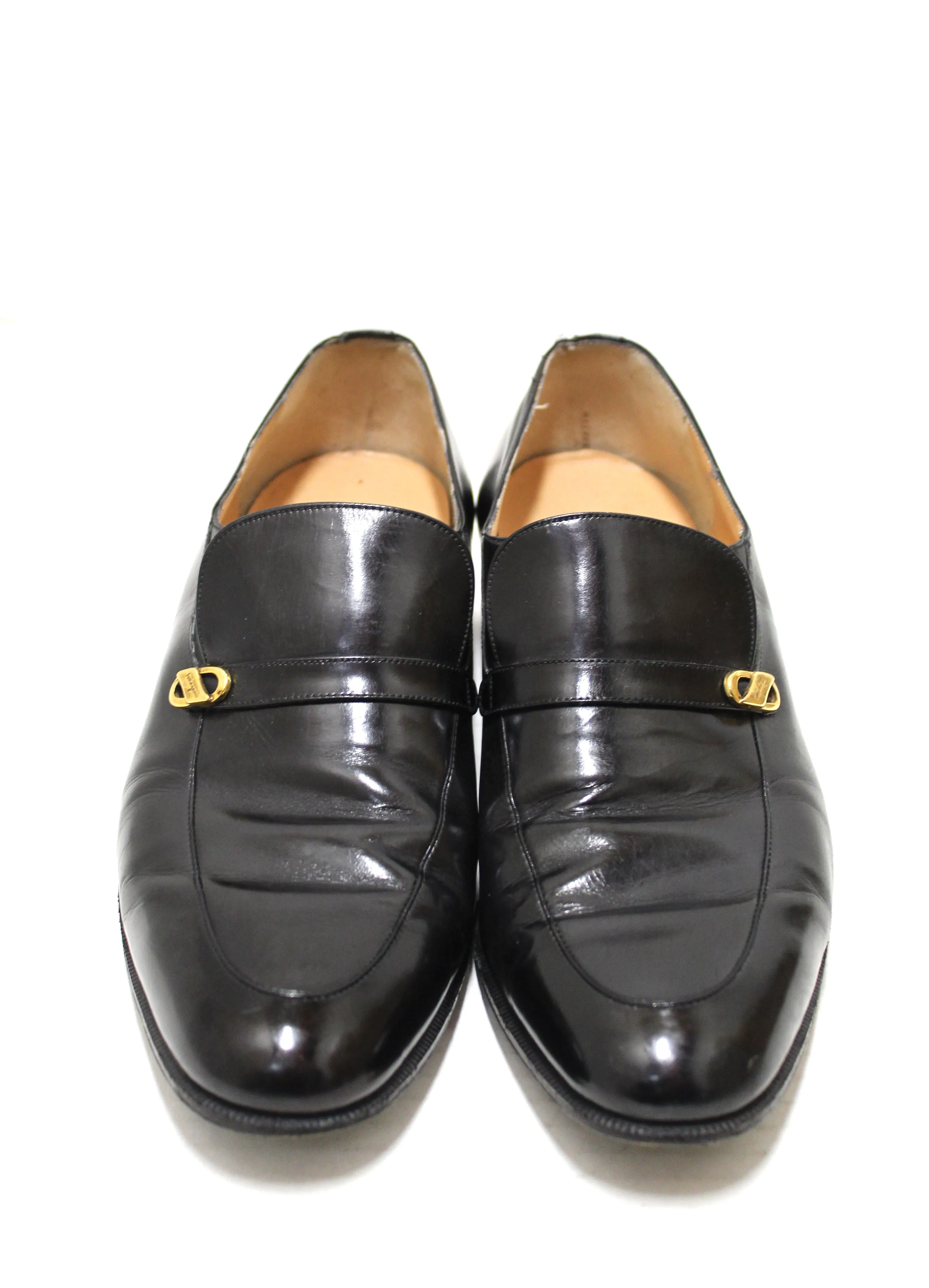 Salvatore Ferragamo Men's Black Calf Leather Loafer Dress Shoes size 7.5
