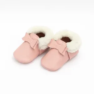 Shearling Bow Moccasin - Blush