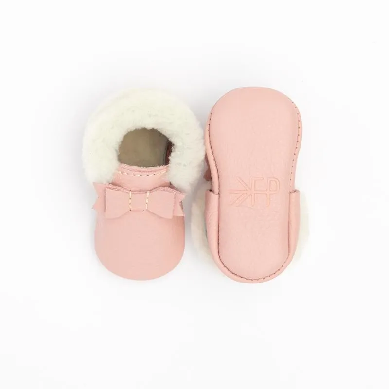 Shearling Bow Moccasin - Blush
