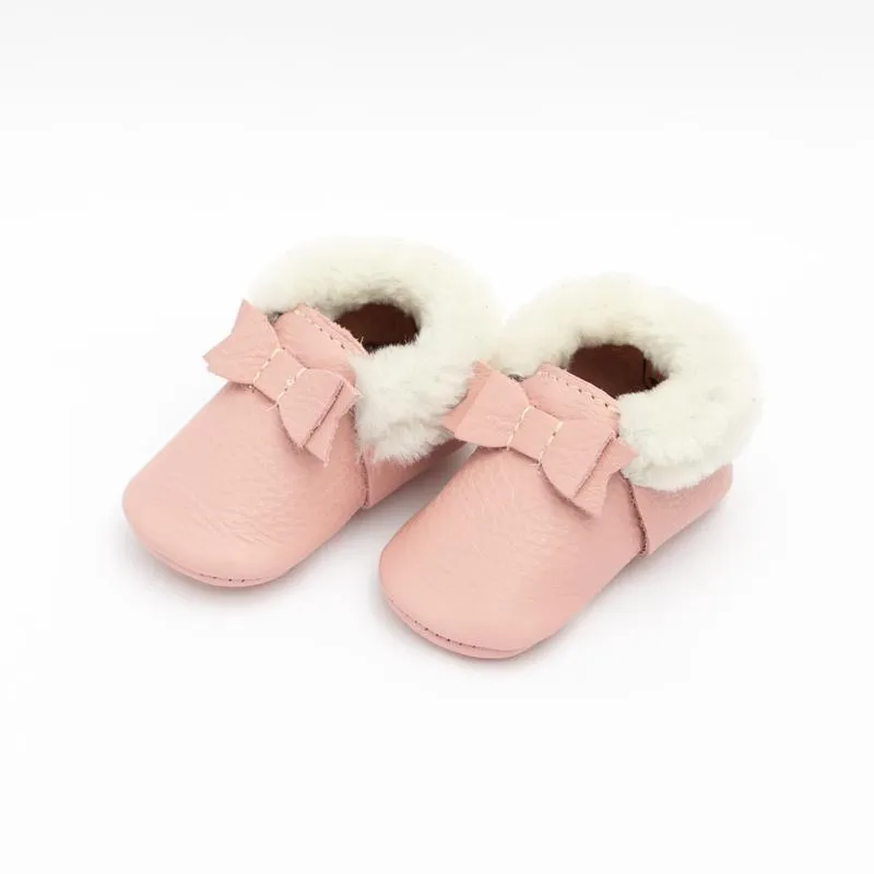 Shearling Bow Moccasin - Blush