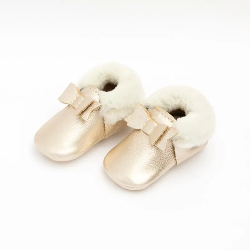 Shearling Bow Moccasin - Platinum
