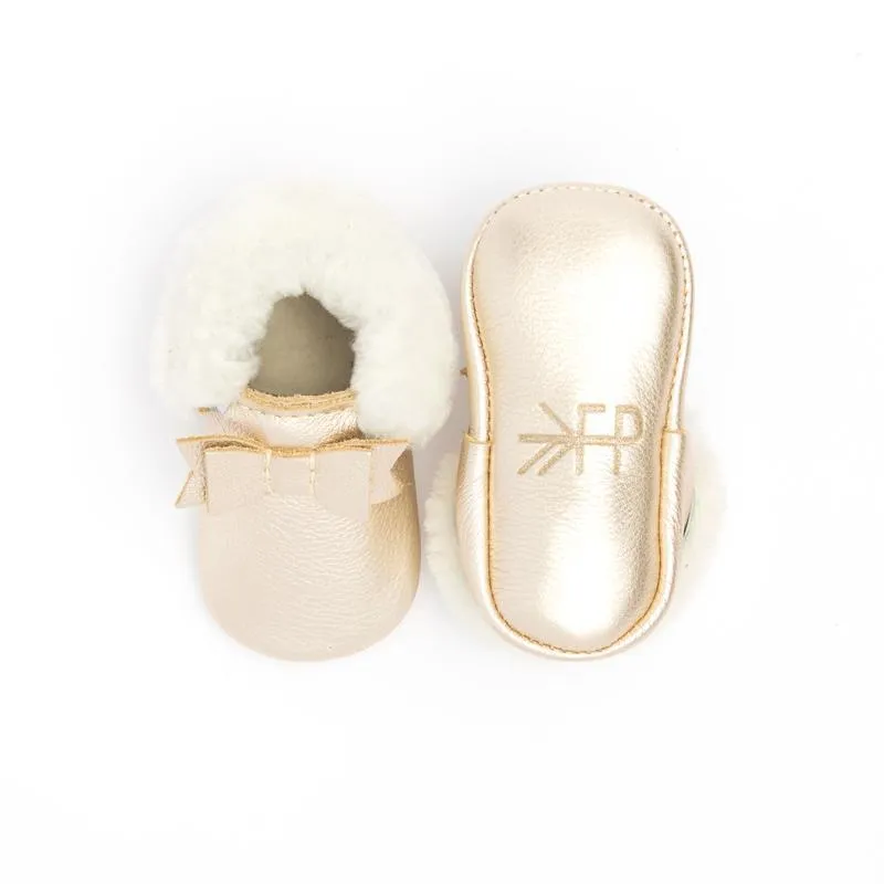 Shearling Bow Moccasin - Platinum