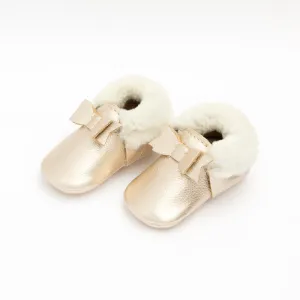 Shearling Bow Moccasin - Platinum