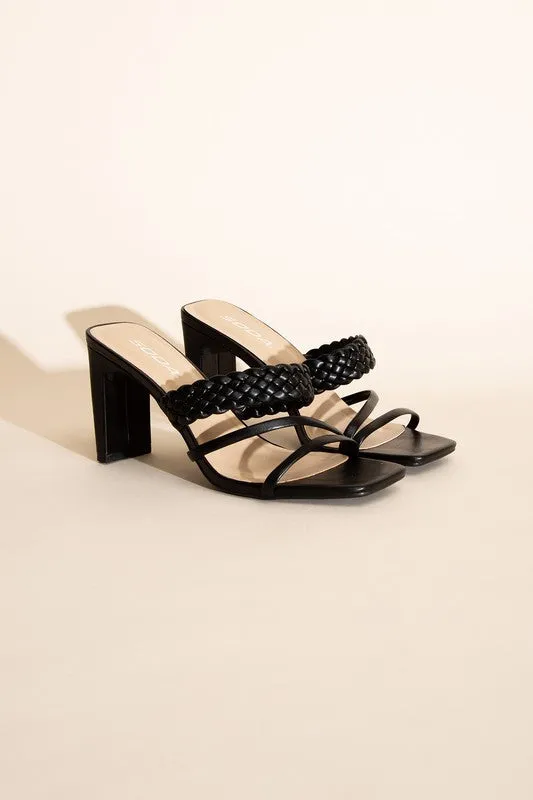 SODA CARMEN BRAIDED STRAP SANDAL HEELS