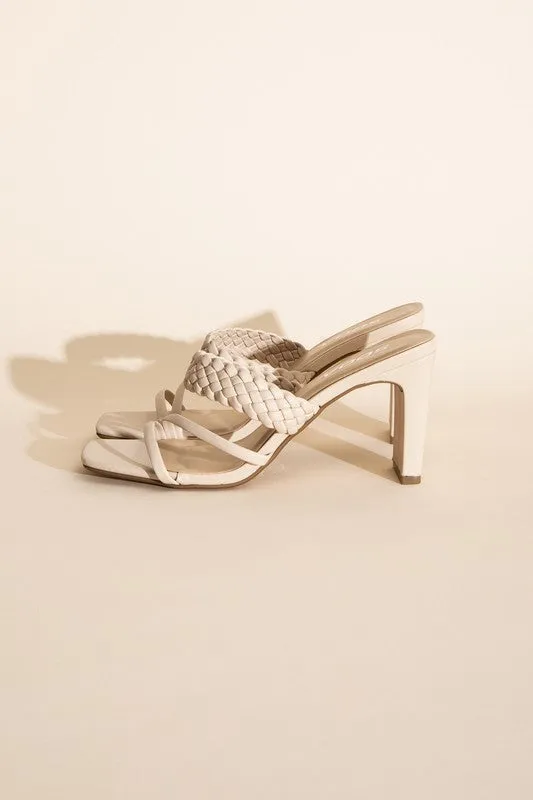 SODA CARMEN BRAIDED STRAP SANDAL HEELS