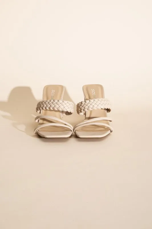 SODA CARMEN BRAIDED STRAP SANDAL HEELS