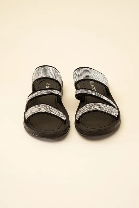 SODA ZEAL Rhinestone Strap Sandals