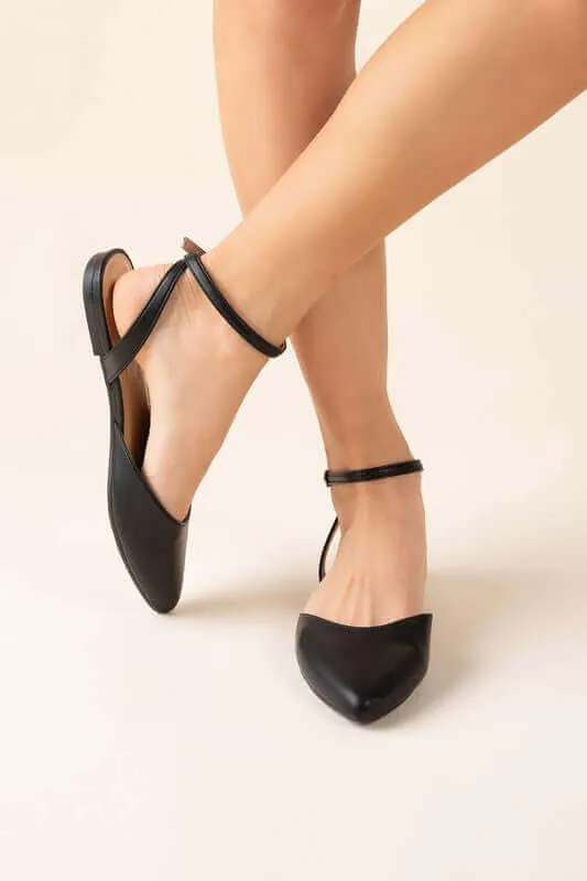Step Up Your Style with Linden-S Ankle Strap Flats in Black & White