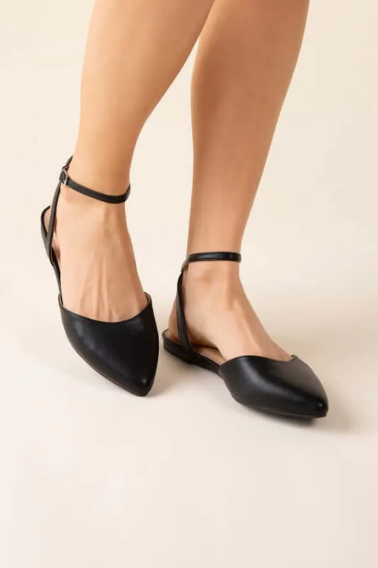Step Up Your Style with Linden-S Ankle Strap Flats in Black & White