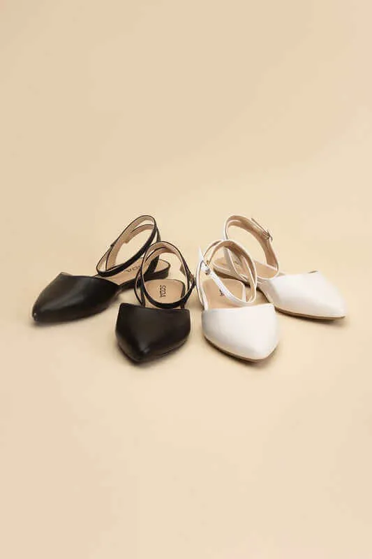 Step Up Your Style with Linden-S Ankle Strap Flats in Black & White