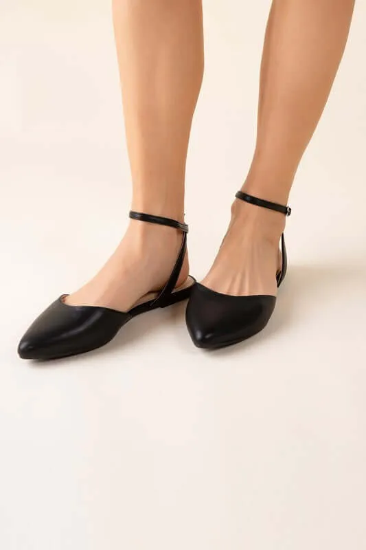 Step Up Your Style with Linden-S Ankle Strap Flats in Black & White