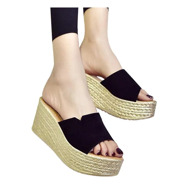 Summer Wedge Slides Women Platform Sandals High Heels