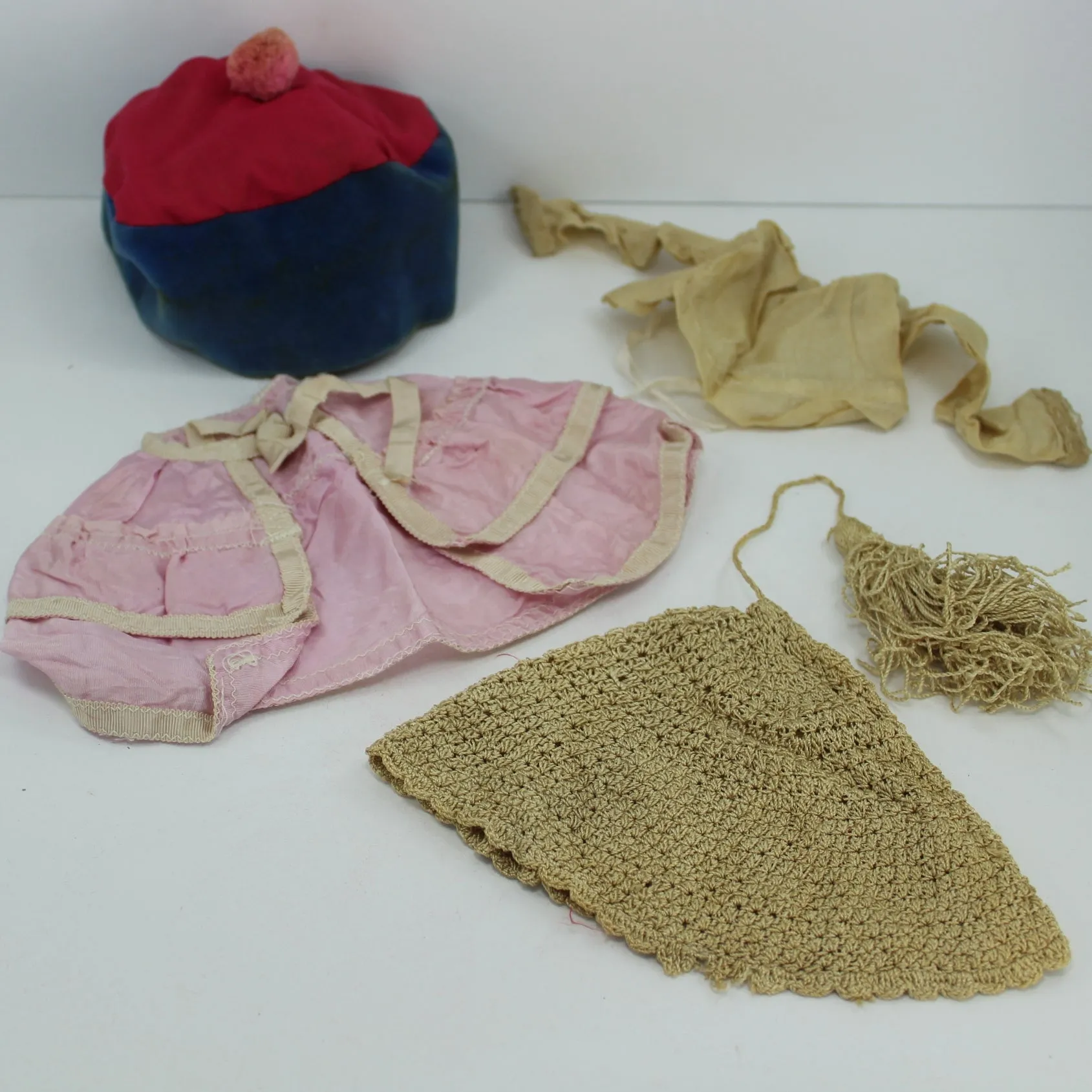 Vintage Antique Lot Collection 42 Pieces Pairs Doll Clothes Shoes All Sizes Labels & Hand Made