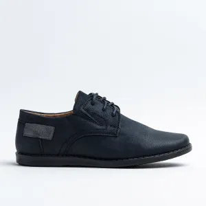 Wojtyłko Boys' Elegant Navy Blue Leather Oxfords | 3W1377GN