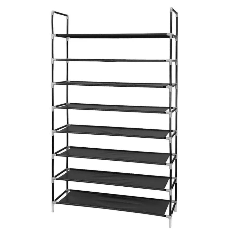 ZUN 100cm Ultra Large Capacity 8 Layers Non-woven Fabrics & Steel Shoe Rack Black 39572006