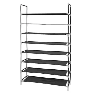 ZUN 100cm Ultra Large Capacity 8 Layers Non-woven Fabrics & Steel Shoe Rack Black 39572006
